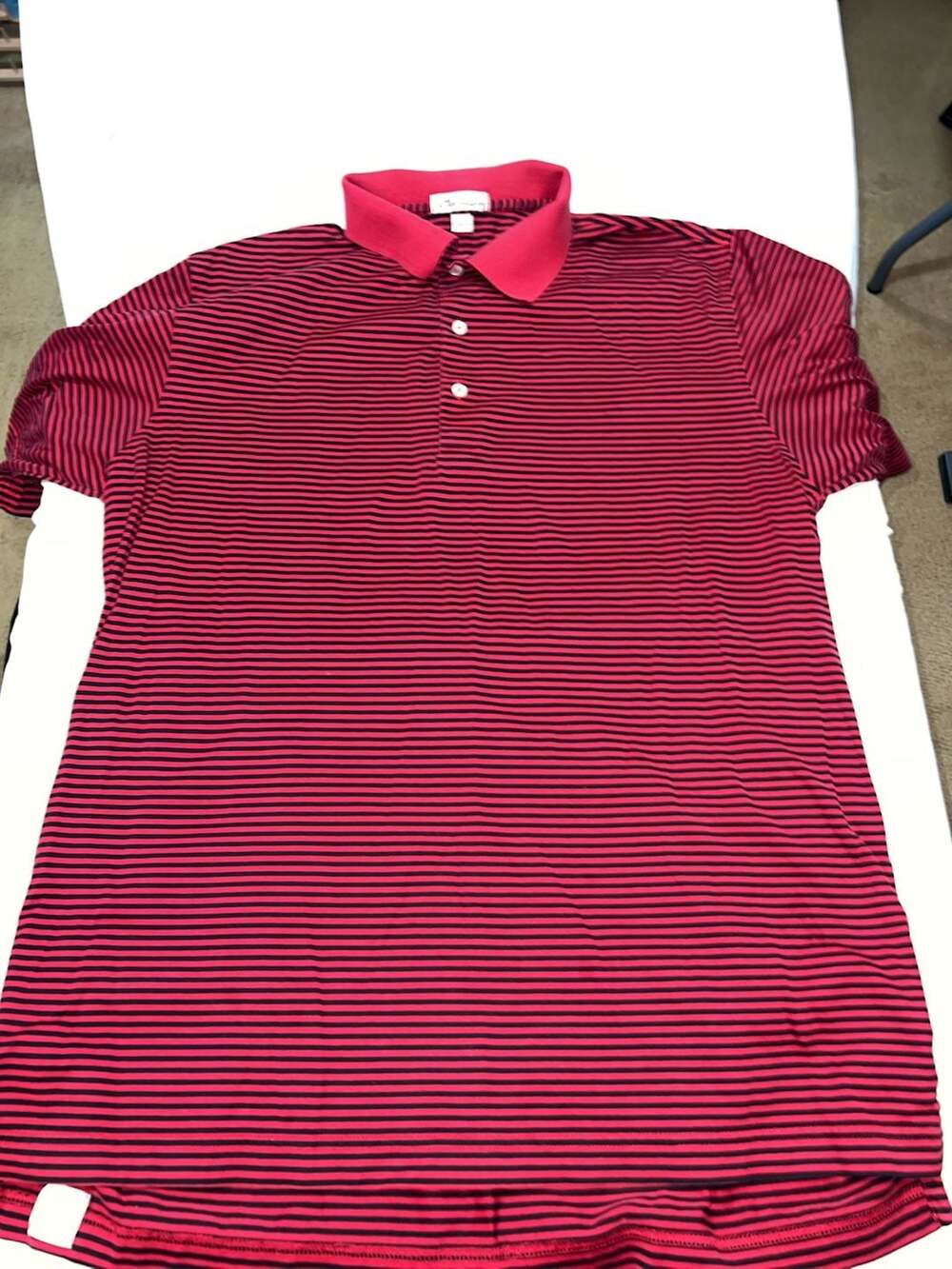 Peter Millar Essent Red and Black Striped Performance Polo Shirt